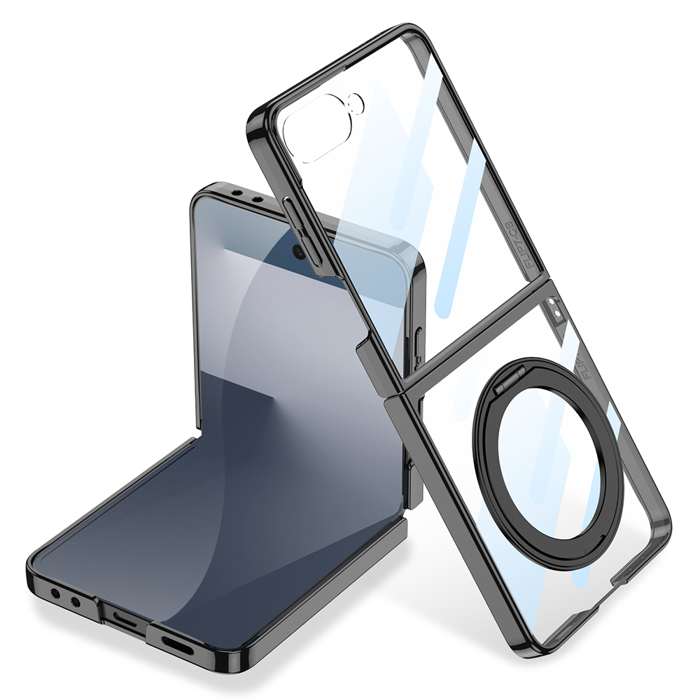Samsung Galaxy Z Flip 7 Uyumlu M-safe Şarj Özellikli Zore Kıpta KPT-02 Standlı Kapak