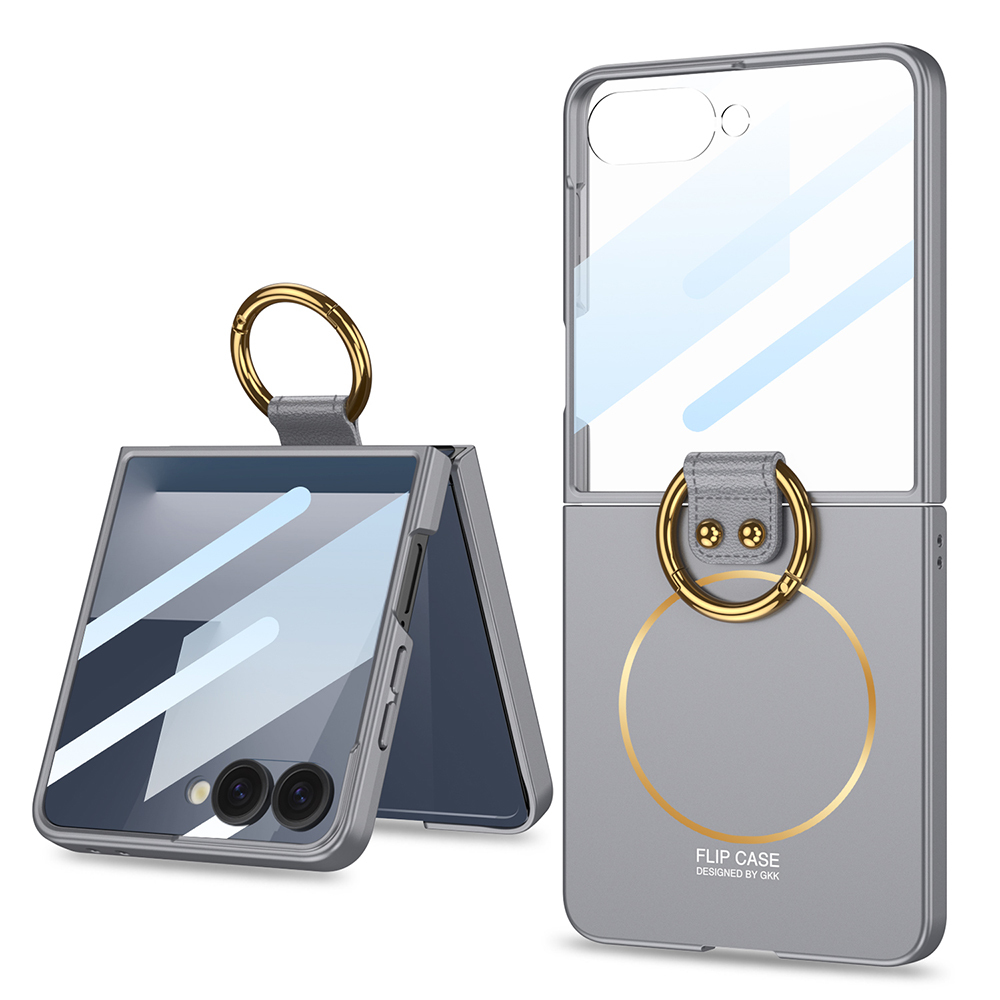 Samsung Galaxy Z Flip 7 Uyumlu Kılıf M-safe Şarj Özellikli Zore Kıpta Yüzüklü Flip Sert Kapak