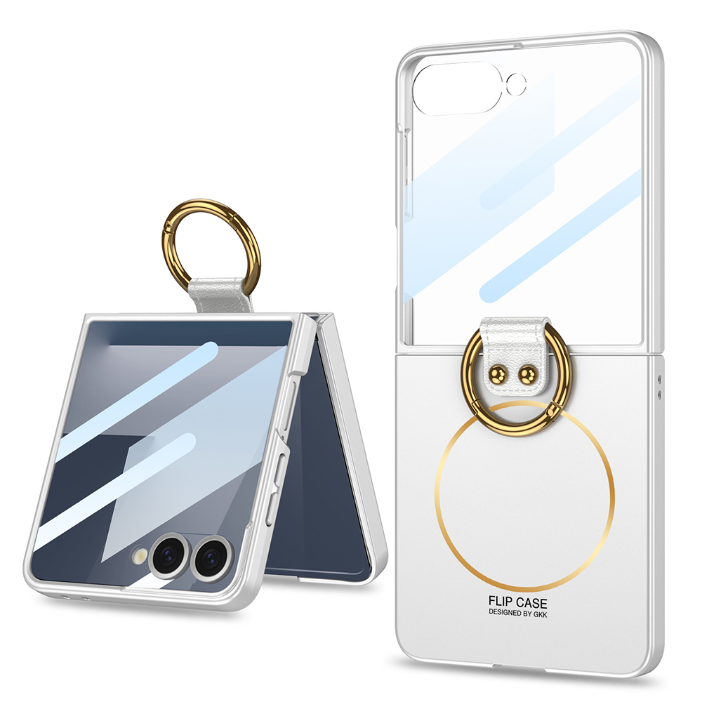 Samsung Galaxy Z Flip 7 Uyumlu Kılıf M-safe Şarj Özellikli Zore Kıpta Yüzüklü Flip Sert Kapak