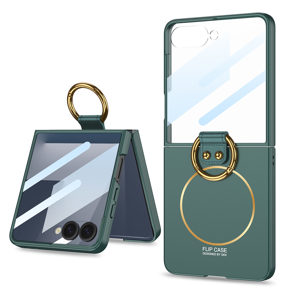 Samsung Galaxy Z Flip 7 Uyumlu Kılıf M-safe Şarj Özellikli Zore Kıpta Yüzüklü Flip Sert Kapak