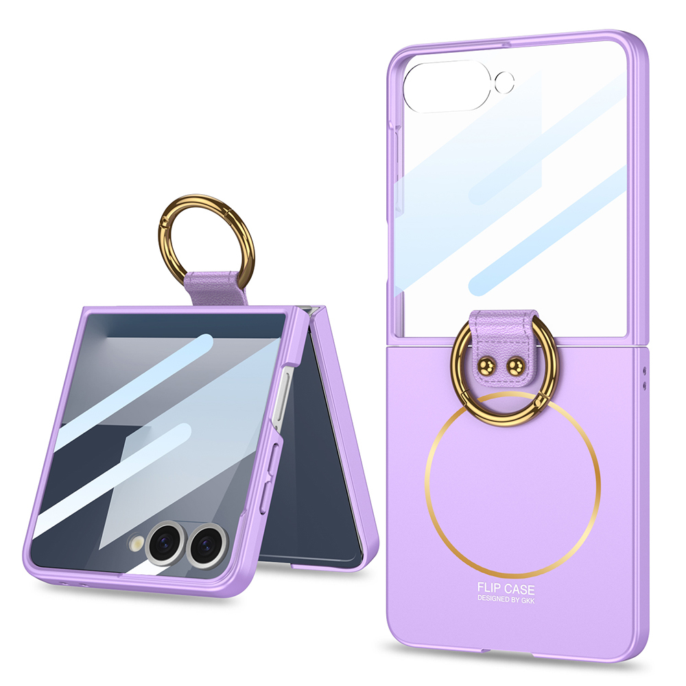 Samsung Galaxy Z Flip 7 Uyumlu Kılıf M-safe Şarj Özellikli Zore Kıpta Yüzüklü Flip Sert Kapak