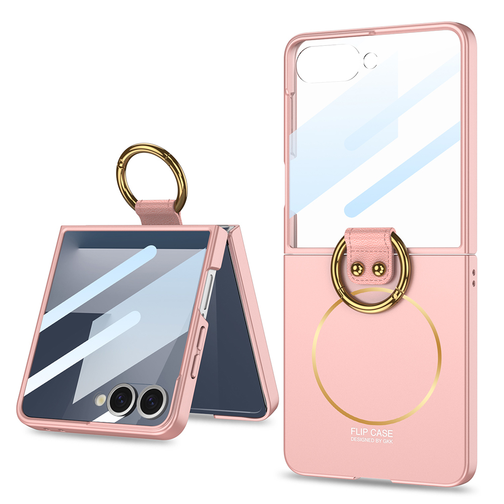 Samsung Galaxy Z Flip 7 Uyumlu Kılıf M-safe Şarj Özellikli Zore Kıpta Yüzüklü Flip Sert Kapak