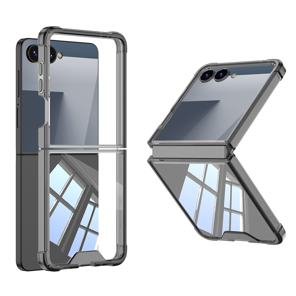 [RNZ-TA123582] Samsung Galaxy Z Flip 7 Uyumlu Kılıf Zore Full Camlı Kıpta Kapak (Siyah)