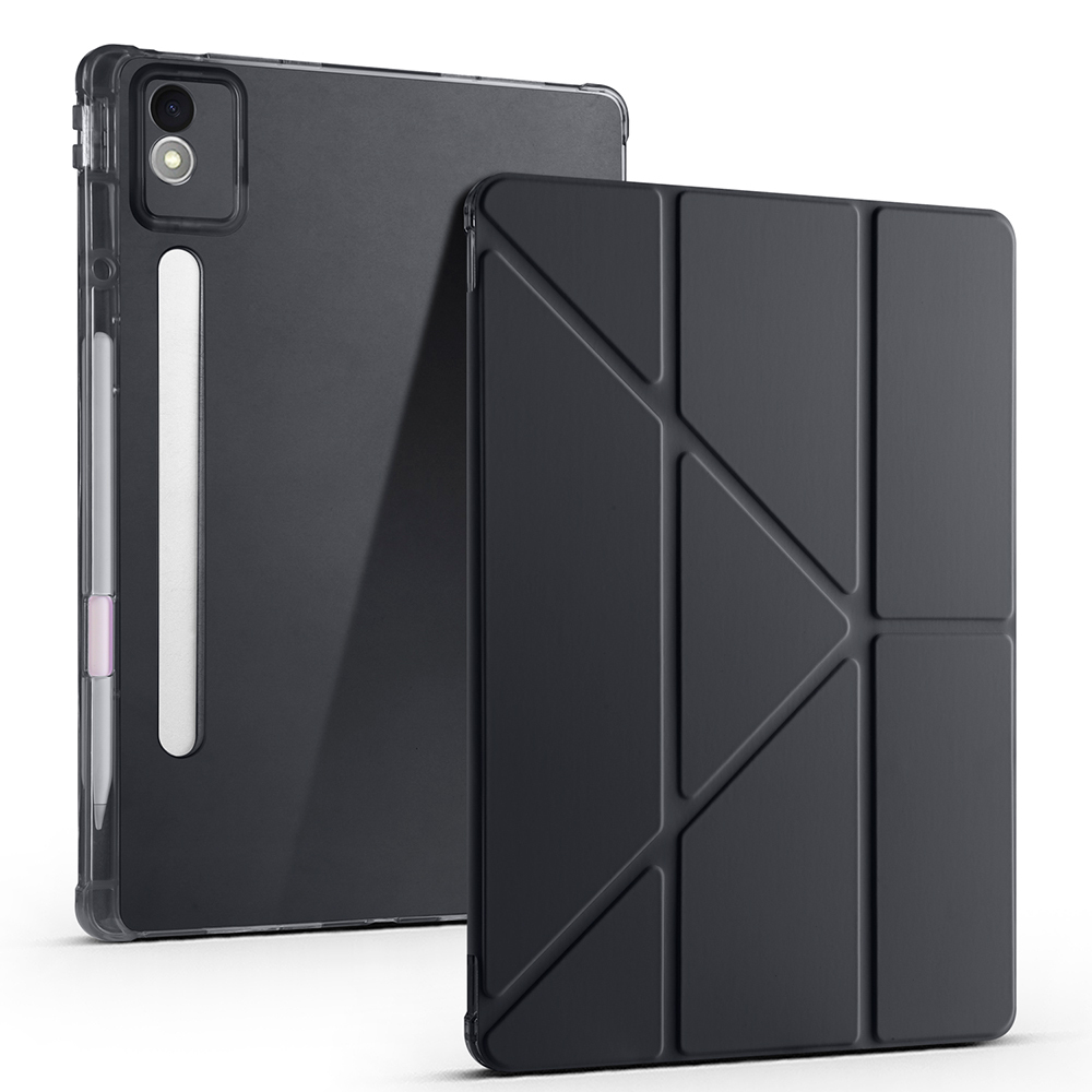 [RNZ-TA123021] Lenovo Idea Tab Pro 12.7 TB-373FU Uyumlu Kılıf Zore Tri Folding Kalem Bölmeli Standlı Kılıf (Siyah)