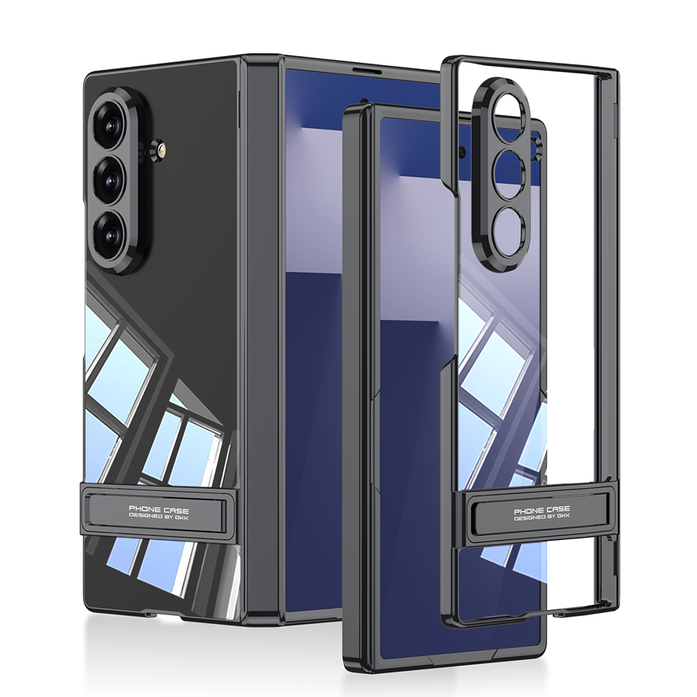 [RNZ-TA123306] Samsung Galaxy Z Fold 7 Uyumlu Kılıf Kamera Korumalı Şeffaf Tasarımlı Zore Lego Standlı Kapak (Siyah)