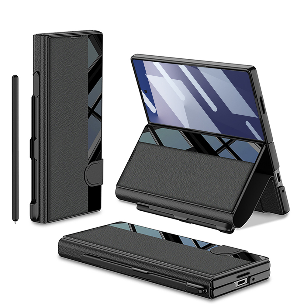 Samsung Galaxy Z Fold 7 Uyumlu Kılıf Kamera Korumalı Zore Kıpta Aynalı Kalem Bölmeli Fest Kapak