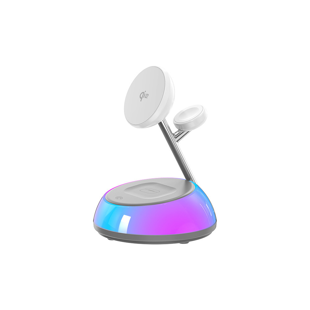 [RNZ-TA121236] Wiwu Wi-W036 Qi2 3 in 1 Magnetik Hızlı Şarj Özellikli Ambiyans Işıklı Kablosuz Şarj Standı 15W