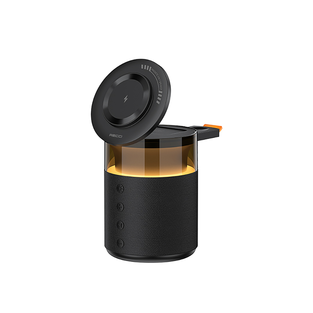 [RNZ-TA122227] Recci RCW-51 Kablosuz Şarj Standı Ambiyans Işıklı Bluetooth Speaker Hoparlör Özellikli (Siyah)