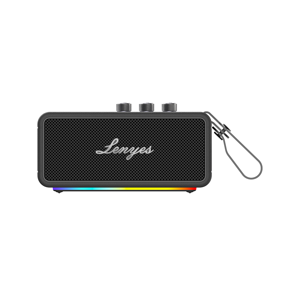 [RNZ-TA120668] Lenyes S876 Supreme Serisi RGB Işıklı Taşınabilir Su Geçirmez TWS Bluetooth Hoparlör v5.3 45W (Siyah)