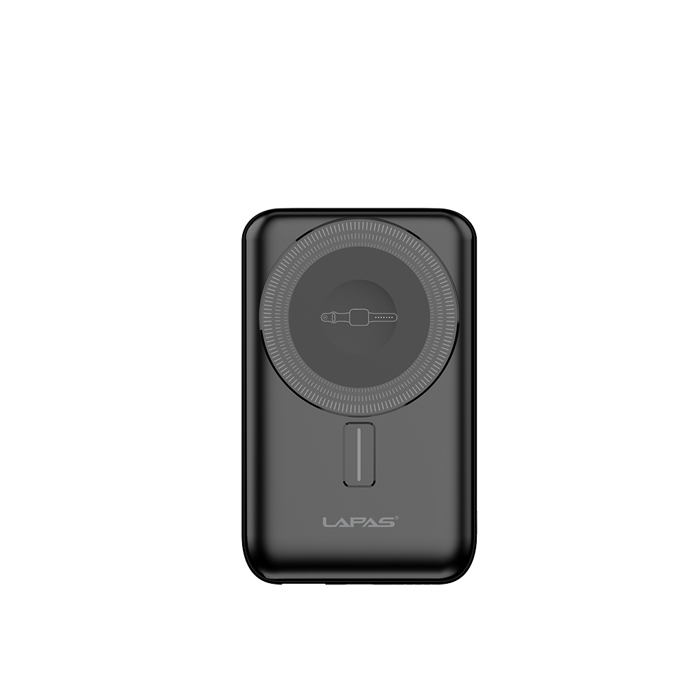 [RNZ-TA120280] Lapas LP-PW004 Akıllı Saat Kablosuz Şarj Özellikli Wireless Powerbank 10000mAh 15W (Siyah)
