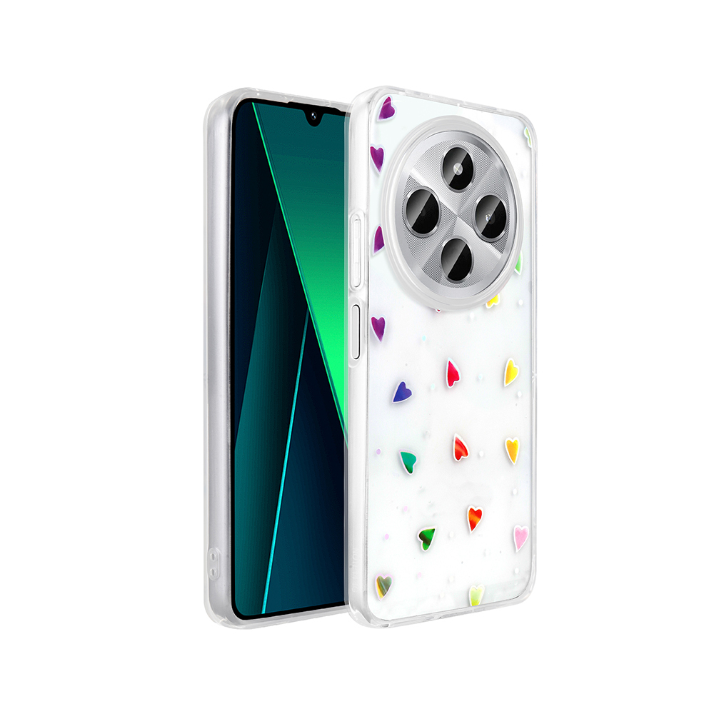 [RNZ-TA122953] Xiaomi Redmi 14C 4G Uyumlu Kılıf Şeffaf Figürlü Zore Folk Sert Kapak (Kalp)