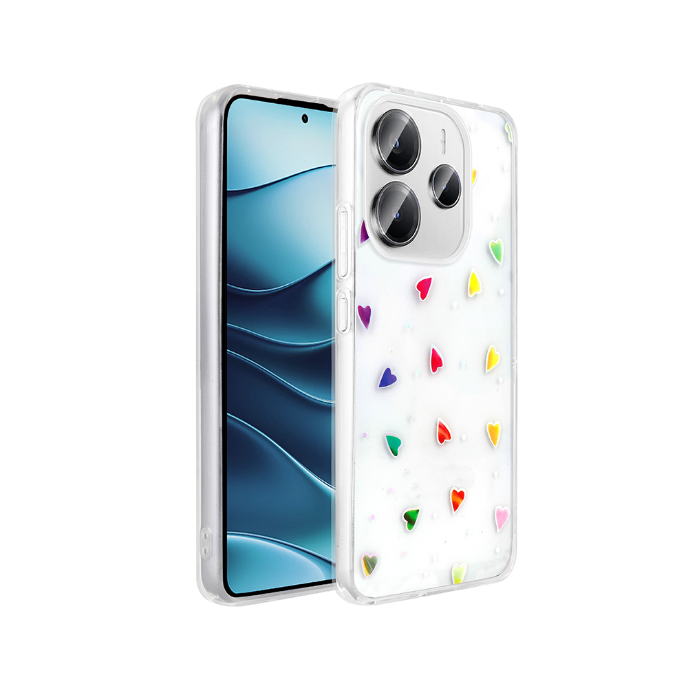[RNZ-TA122958] Xiaomi Redmi Note 14 4G Uyumlu Kılıf Şeffaf Figürlü Zore Folk Sert Kapak (Kalp)