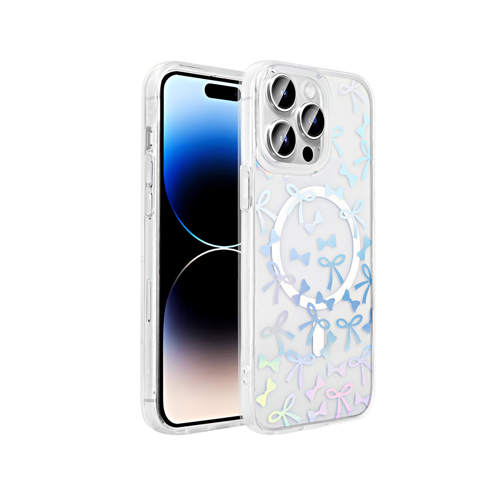Apple iPhone 14 Pro Max Uyumlu Kılıf M-Safe Şarj Özellikli Şeffaf Zore Folk Sert Kapak