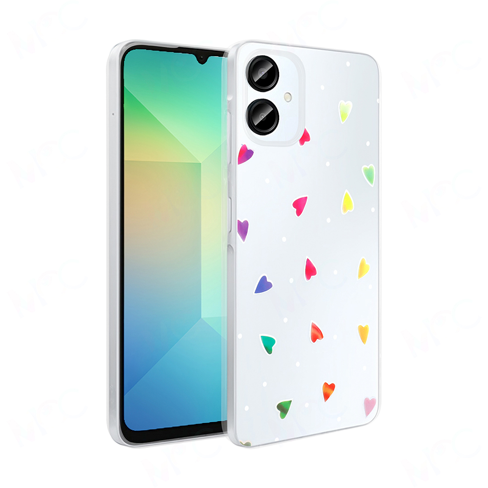 [RNZ-TA122968] Samsung Galaxy A06 Uyumlu Kılıf Şeffaf Figürlü Zore Folk Sert Kapak (Kalp)