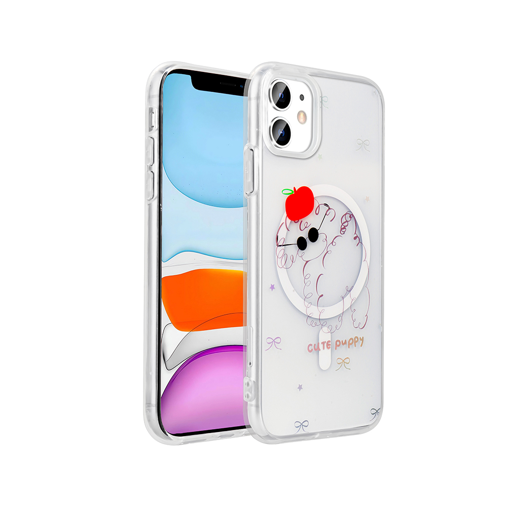 Apple iPhone 11 Uyumlu Kılıf M-Safe Şarj Özellikli Şeffaf Zore Folk Sert Kapak