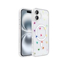 Apple iPhone 16 Uyumlu Kılıf M-Safe Şarj Özellikli Şeffaf Zore Folk Sert Kapak
