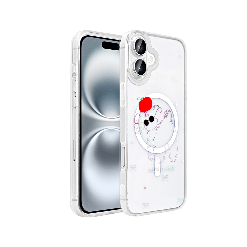 Apple iPhone 16 Uyumlu Kılıf M-Safe Şarj Özellikli Şeffaf Zore Folk Sert Kapak