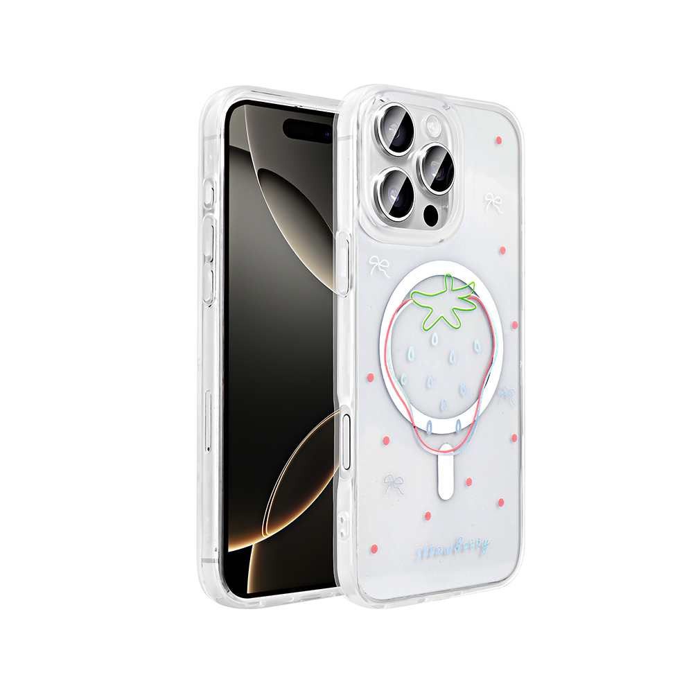 Apple iPhone 16 Pro Max Uyumlu Kılıf M-Safe Şarj Özellikli Şeffaf Zore Folk Sert Kapak