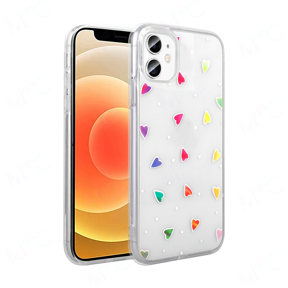 [RNZ-TA123003] Apple iPhone 11 Uyumlu Kılıf Şeffaf Figürlü Zore Folk Sert Kapak (Kalp)