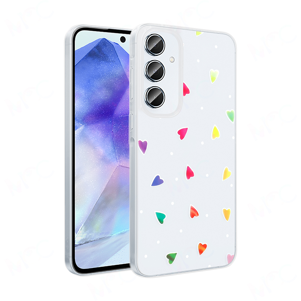 [RNZ-TA122973] Samsung Galaxy A16 Uyumlu Kılıf Şeffaf Figürlü Zore Folk Sert Kapak (Kalp)
