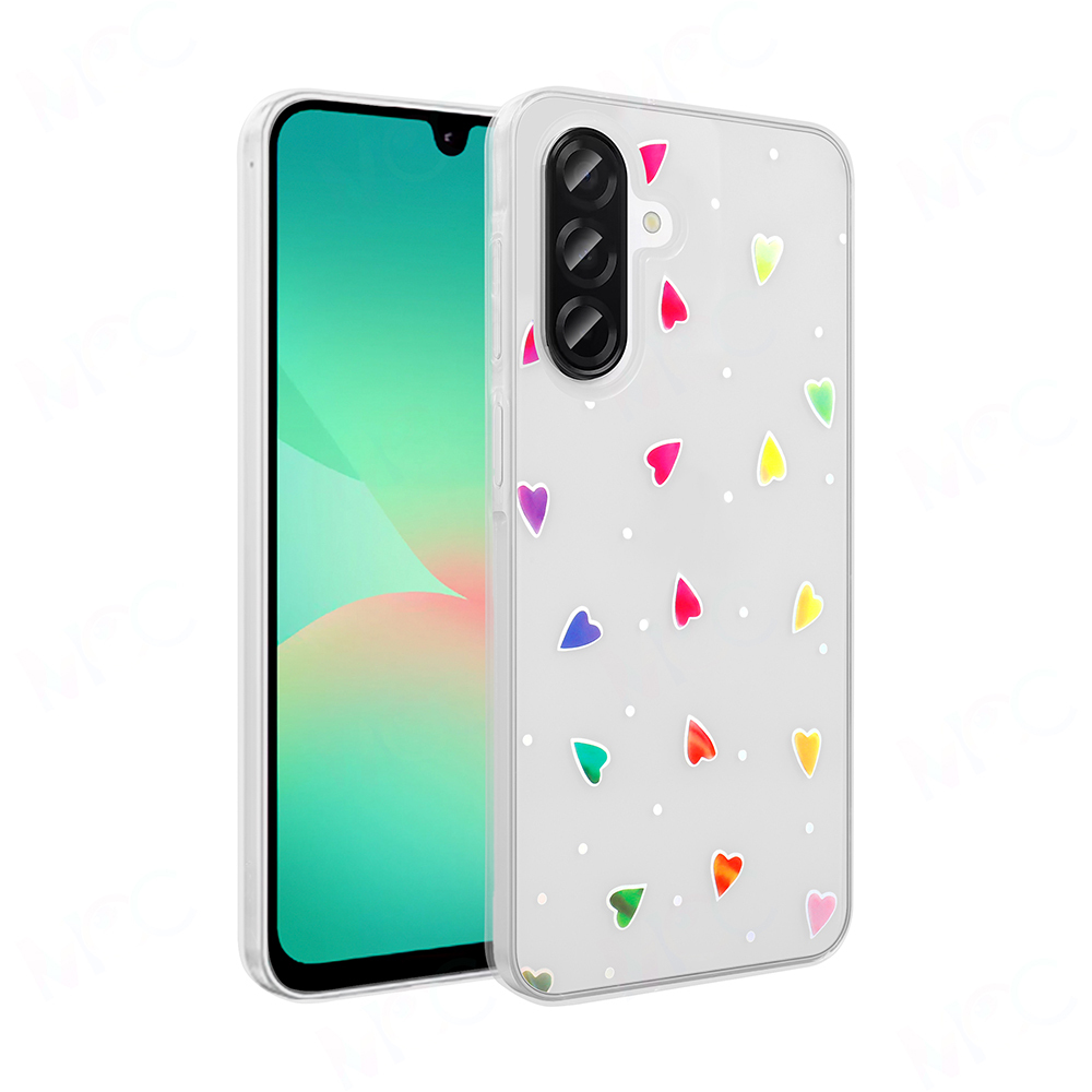 [RNZ-TA122988] Samsung Galaxy A56 Uyumlu Kılıf Şeffaf Figürlü Zore Folk Sert Kapak (Kalp)