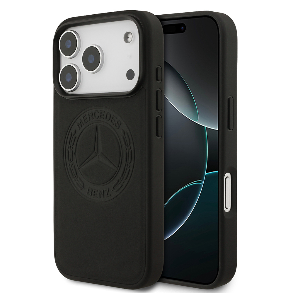 Apple iPhone 17 Pro Uyumlu Kılıf Mercedes Benz Orjinal Lisanslı M-safe Şarj Özellikli Hakiki Deri Nostaljik Yıldız Dizayn Kapak