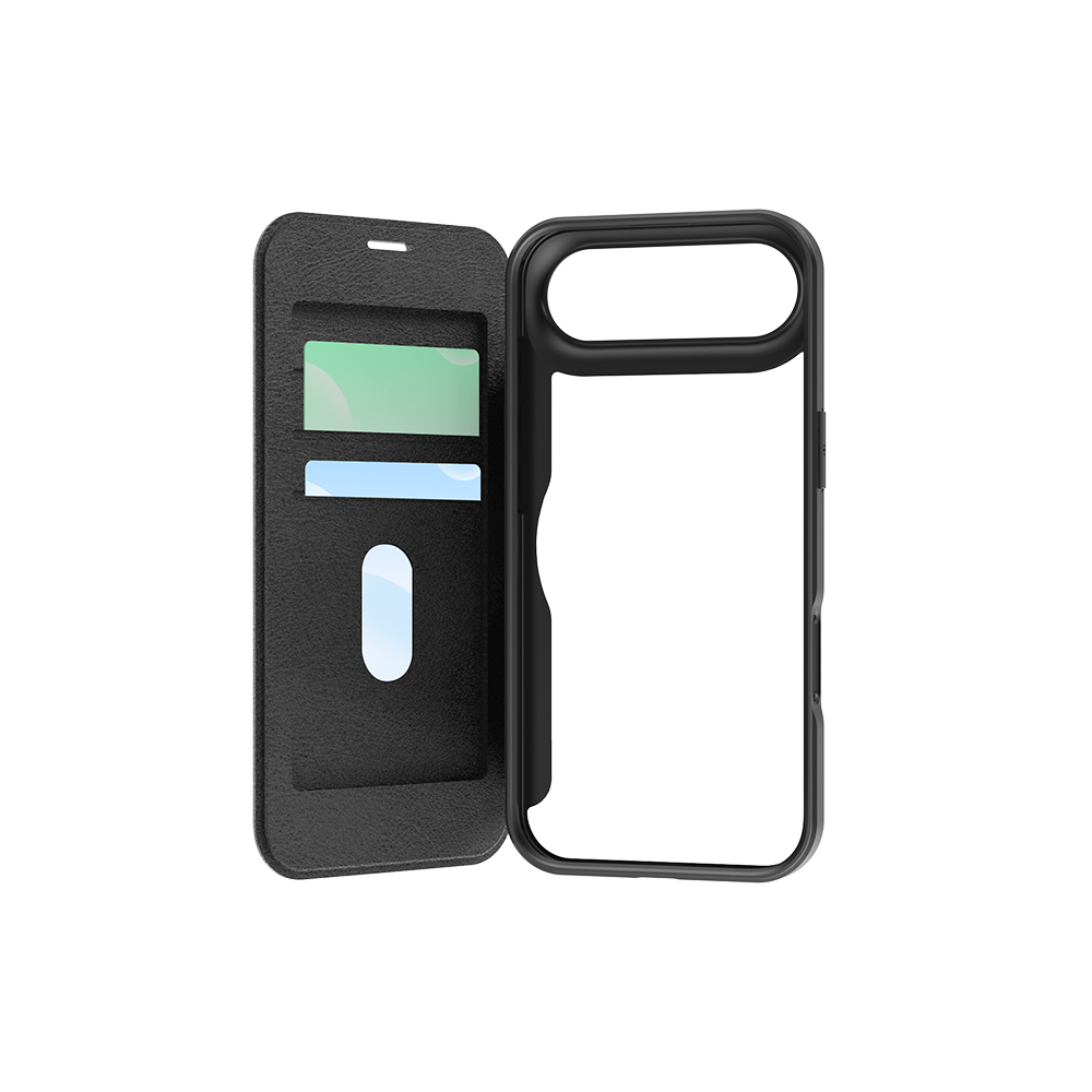[RNZ-TA123146] Apple iPhone 17 Air Uyumlu Kılıf M-Safe Şarj Özellikli Raptic Air Folio Şeffaf Kartlıklı Kapaklı Kılıf