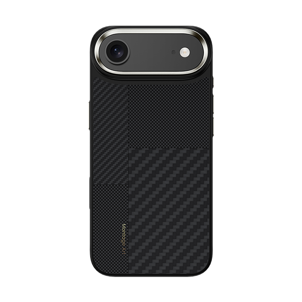 Apple iPhone 17 Air Uyumlu Kılıf M-safe Şarj Özellikli Karbon Fiber Benks Montage Hybrid ArmorPro Kevlar Kapak