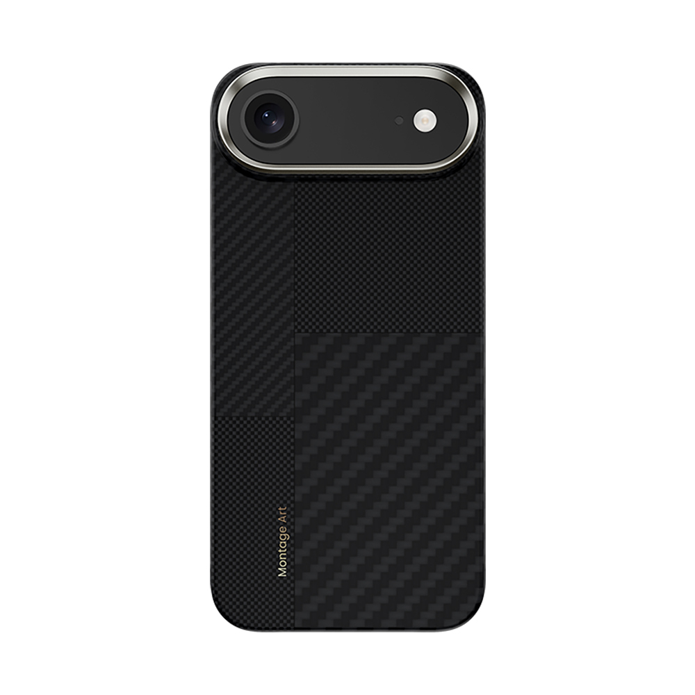 [RNZ-TA122874] Apple iPhone 17 Air Uyumlu Kılıf M-safe Şarj Özellikli Karbon Fiber Benks Montage ArmorAir Kevlar Kapak