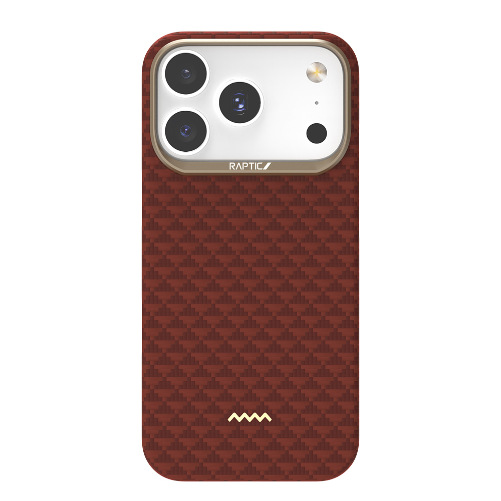 [RNZ-TA123140] Apple iPhone 17 Pro Max Uyumlu Kılıf M-safe Şarj Özellikli Raptic Aramid Skin Origin Serisi Kapak (Kırmızı)
