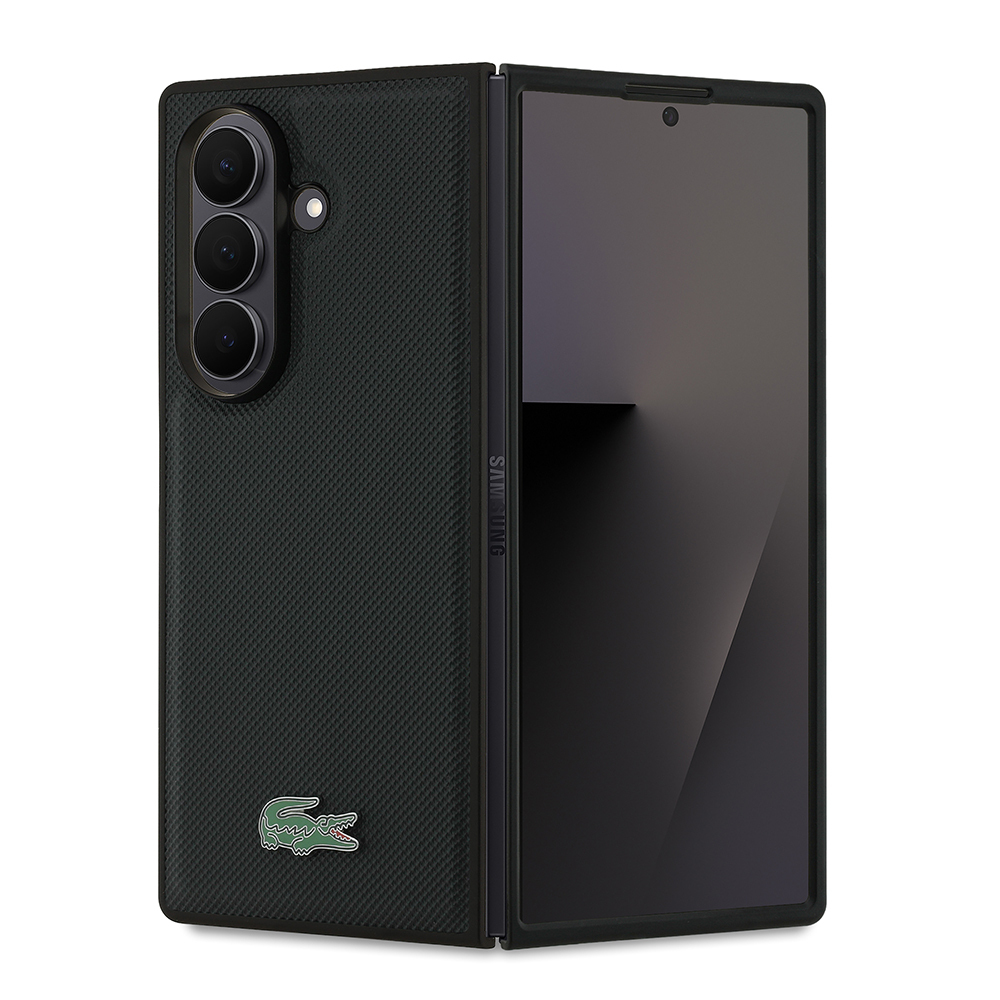 Samsung Galaxy Z Fold 7 Uyumlu Kılıf Lacoste Orjinal Lisanslı M-safe Şarj Özellikli Pike Desenli Arka Yüzey İkonik Timsah Metal Logolu Kapak