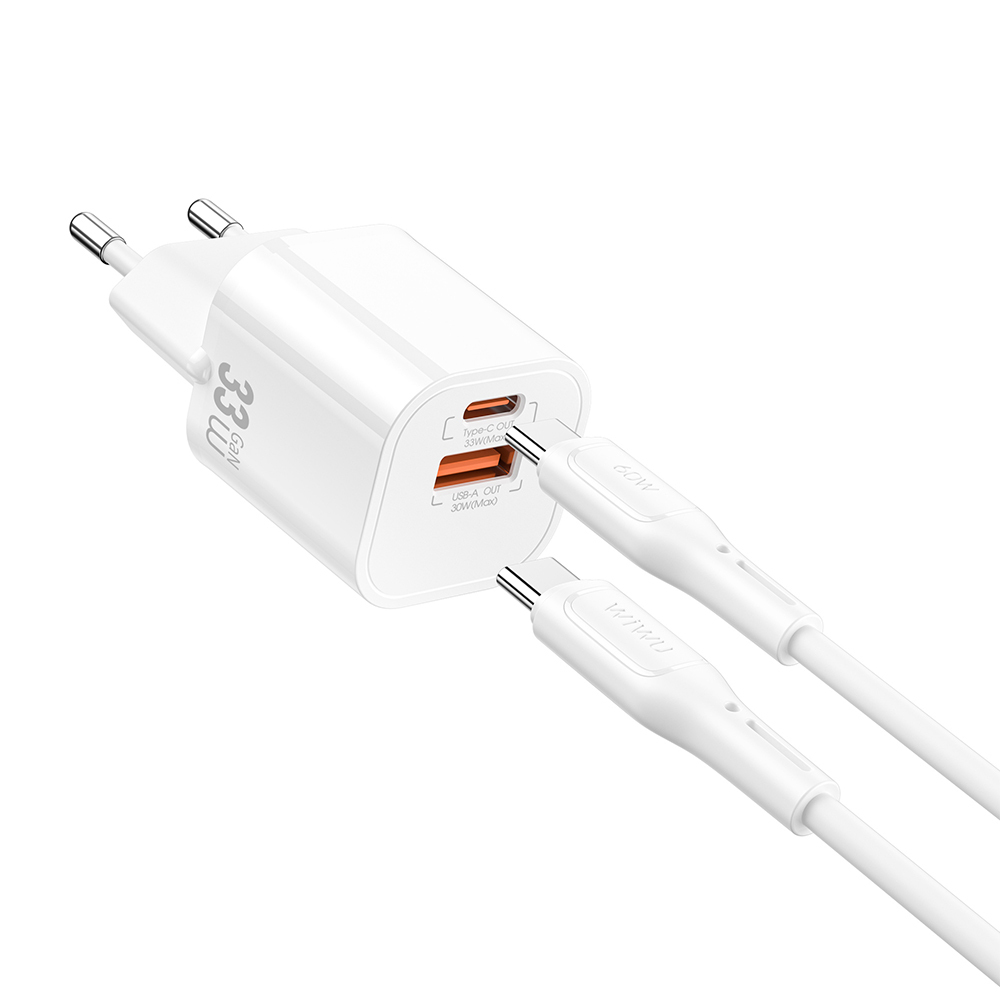 [RNZ-TA121735] Wiwu Wi-G018 Cube Serisi Type-C to Type-C GaN Tech PD Hızlı Şarj Özellikli Kablolu Şarj Seti 33W