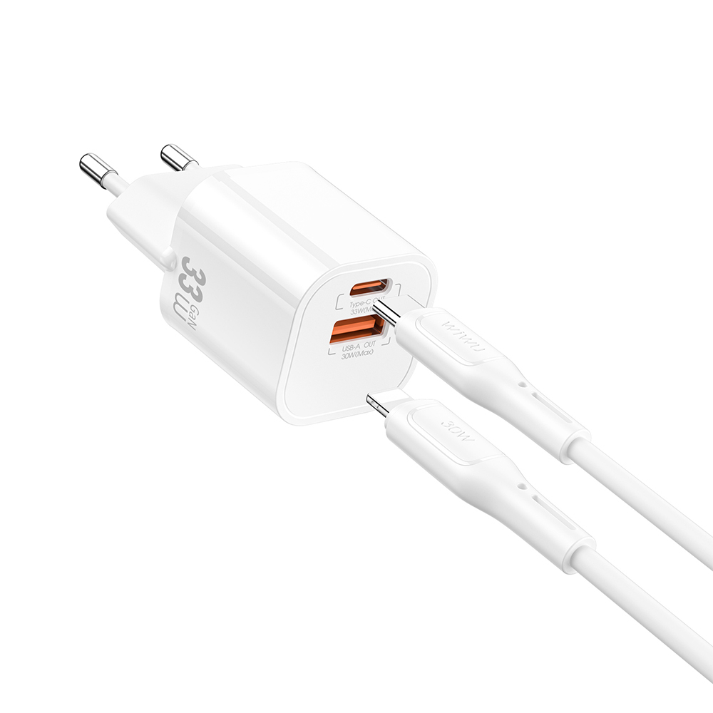 [RNZ-TA121734] Wiwu Wi-G018 Cube Serisi Type-C to Lightning GaN Tech PD Hızlı Şarj Özellikli Kablolu Şarj Seti 33W