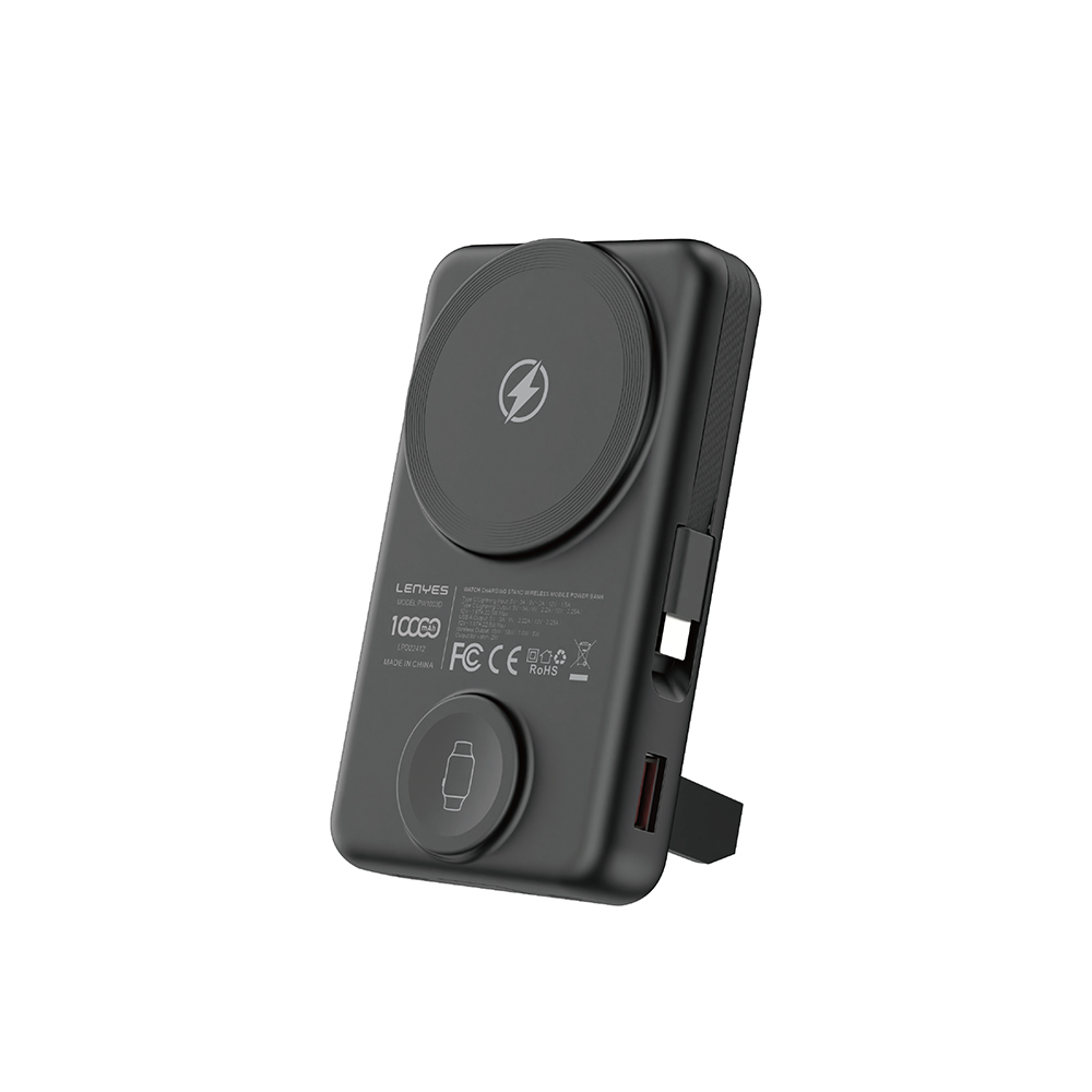 [RNZ-TA121748] Lenyes PW1003D 22.5W Dijital LED Ekranlı Akıllı Saat Kablosuz Şarj Özellikli Standlı Wireless Powerbank 15W 10000mAh