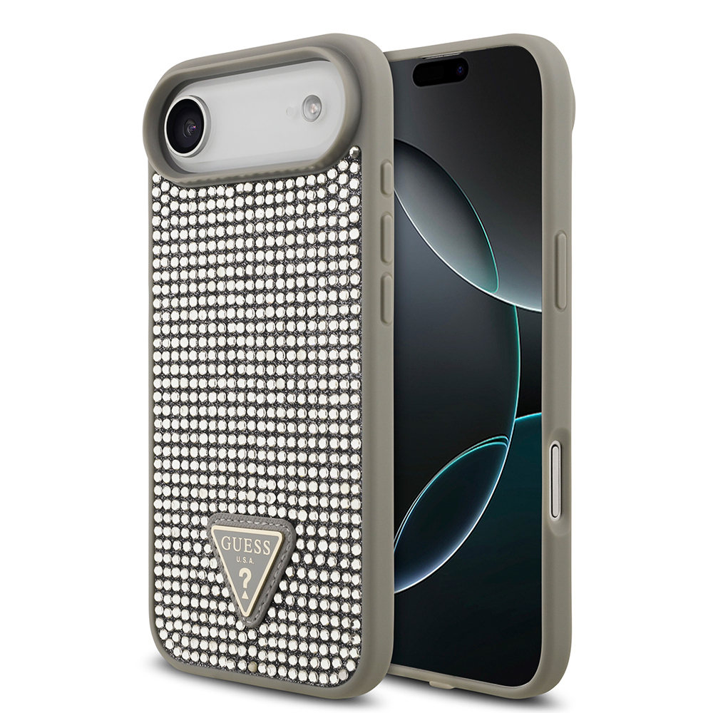 Apple iPhone 17 Air Uyumlu Kılıf Guess Orjinal Lisanslı Taşlı Arka Yüzey Üçgen Logolu Kapak