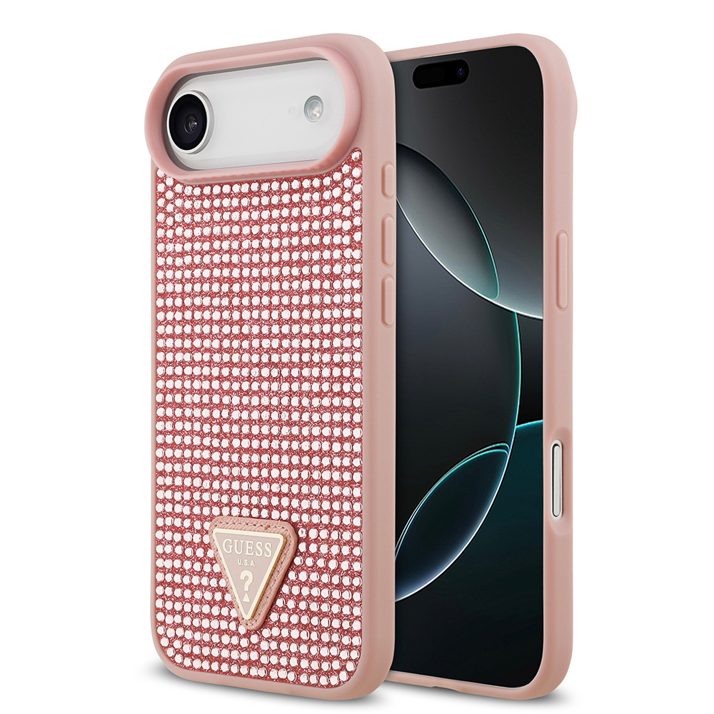 Apple iPhone 17 Air Uyumlu Kılıf Guess Orjinal Lisanslı Taşlı Arka Yüzey Üçgen Logolu Kapak