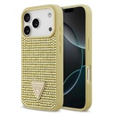 Apple iPhone 17 Pro Uyumlu Kılıf Guess Orjinal Lisanslı Taşlı Arka Yüzey Üçgen Logolu Kapak