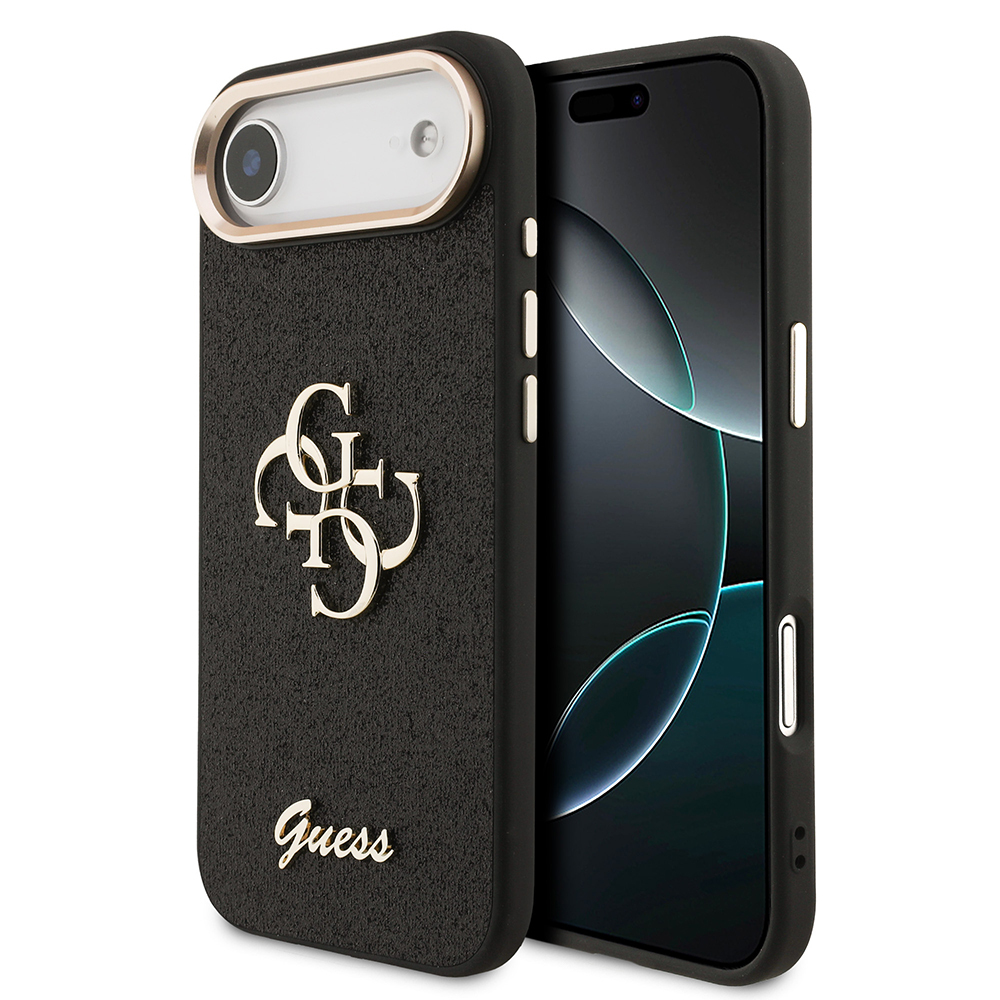 Apple iPhone 17 Air Uyumlu Kılıf Guess Orjinal Lisanslı 4G Büyük Metal Kamera Çerçeveli ve Logolu Glitter Kapak