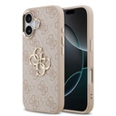 Apple iPhone 17 Uyumlu Kılıf Guess Orjinal Lisanslı Gold Metal Kamera Çerçeveli 4G Desenli Metal Büyük 4G ve Yazı Logolu Kapak