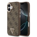 Apple iPhone 17 Uyumlu Kılıf Guess Orjinal Lisanslı M-safe Şarj Özellikli Gold Metal Kamera Çerçeveli Taşlı Üçgen Logo 4G Desenli Kapak