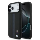 Apple iPhone 17 Pro Max Uyumlu Kılıf BMW Orjinal Lisanslı M-safe Şarj Özellikli Deri Arka Yüzey Metal Logolu Delikli Şerit Tasarımlı Kapak