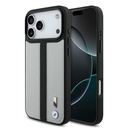 Apple iPhone 17 Pro Uyumlu Kılıf BMW Orjinal Lisanslı M-safe Şarj Özellikli Deri Arka Yüzey Metal Logolu Delikli Şerit Tasarımlı Kapak