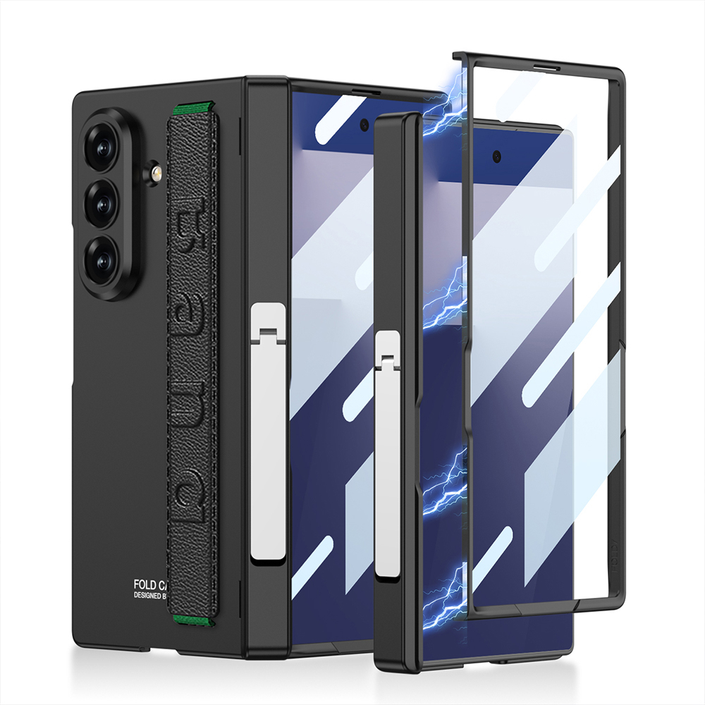 [RNZ-TA123748] Samsung Galaxy Z Fold 7 Uyumlu Kılıf Zore Kıpta KPT-01 Standlı Kapak (Siyah)