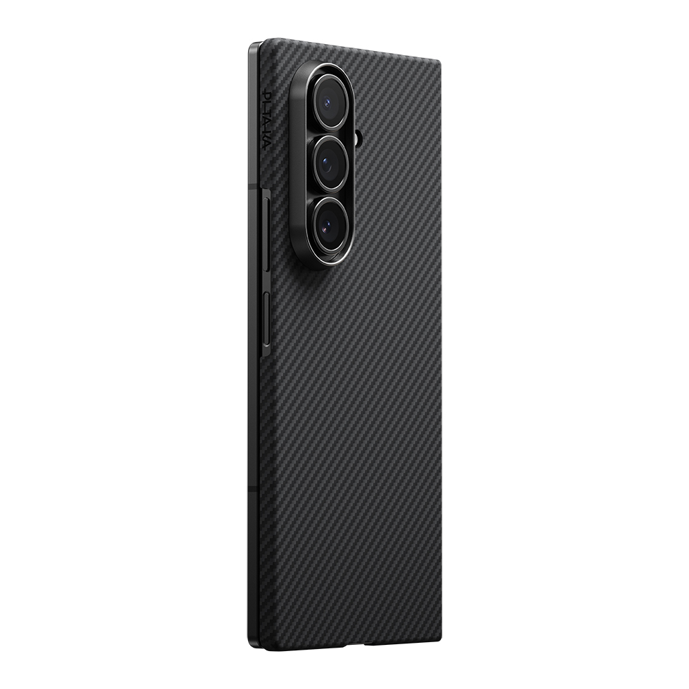 [RNZ-TA123758] Samsung Galaxy Z Fold 7 Uyumlu Kılıf M-safe Şarj Özellikli 600D Aramid Fiber Pitaka Ultra-Slim Classic Serisi Black-Grey Twill Kapak