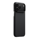 Apple iPhone 17 Pro Max Uyumlu Kılıf M-safe Şarj Özellikli 1500D Aramid Fiber Pitaka Ultra-Slim Classic Serisi Black-Grey Twill Kapak