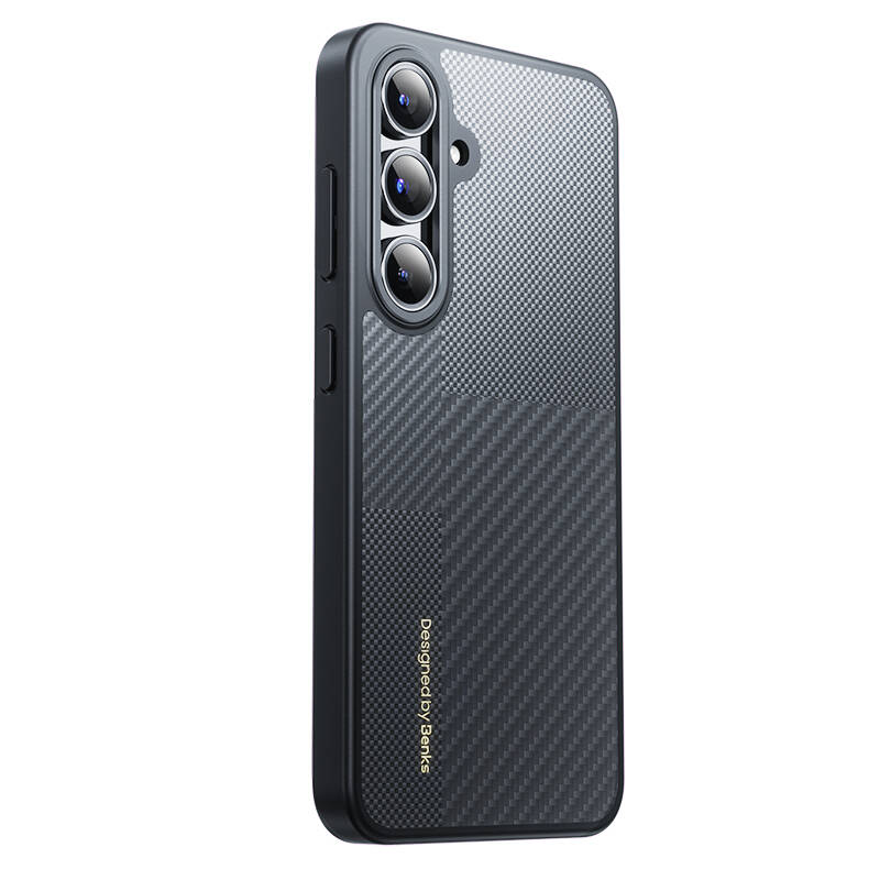 [RNZ-TA123921] Samsung Galaxy S25 Uyumlu Kılıf M-safe Şarj Özellikli Karbon Fiber Benks Montage Hybrid ArmorPro Kevlar Kapak