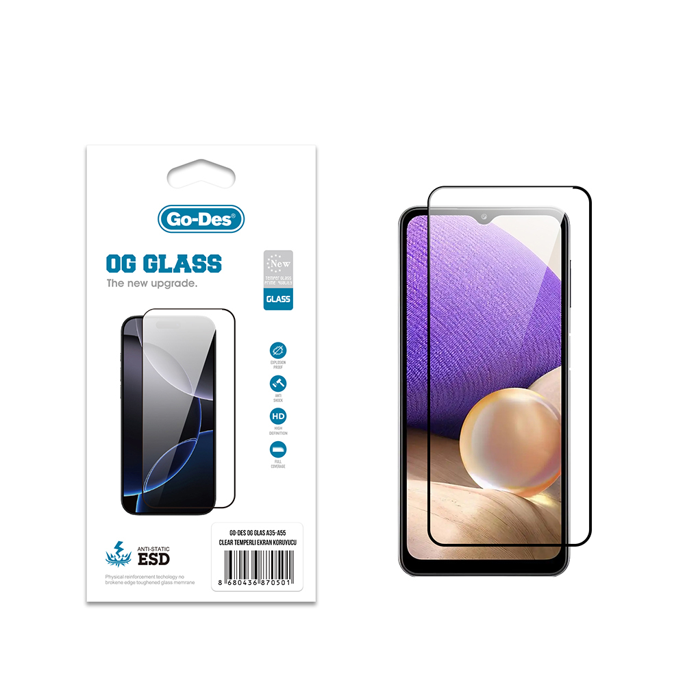 [RNZ-TA121850] Samsung Galaxy A35 Uyumlu Go Des OG Glass Antistatik Temperli Cam Ekran Koruyucu