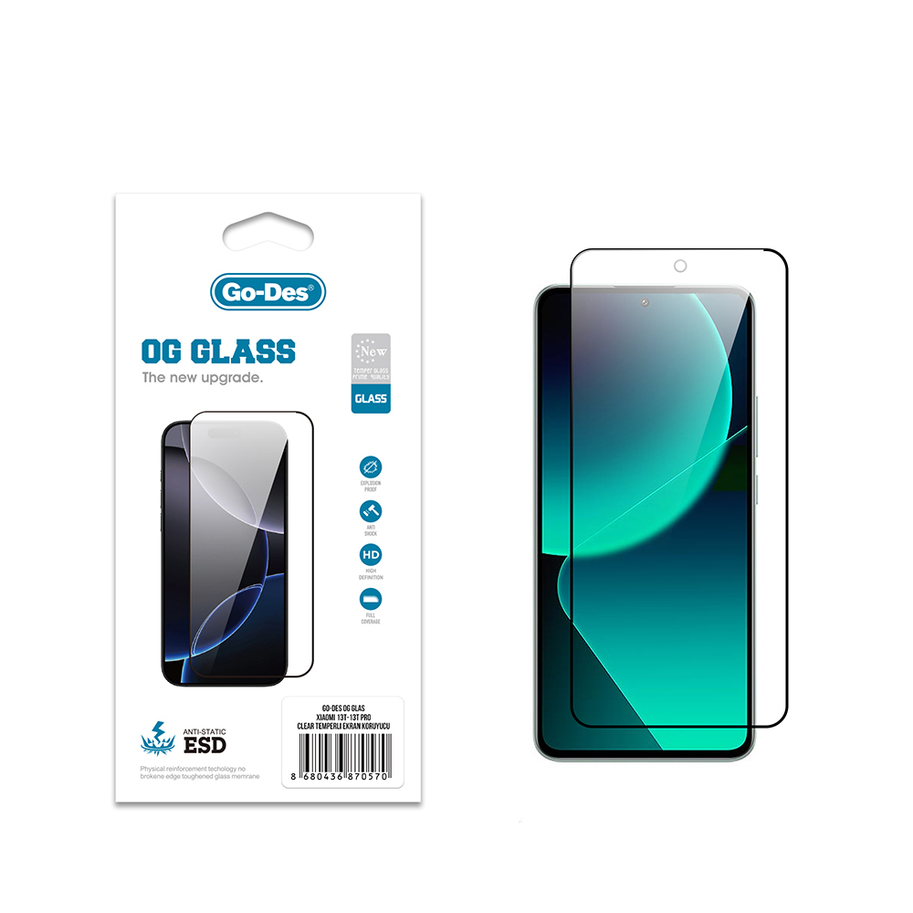 [RNZ-TA121836] Xiaomi Mi 13T Pro Uyumlu Go Des OG Glass Antistatik Temperli Cam Ekran Koruyucu