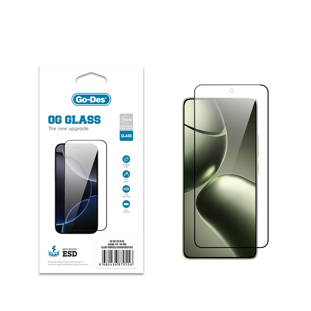 [RNZ-TA121837] Xiaomi 14T Uyumlu Go Des OG Glass Antistatik Temperli Cam Ekran Koruyucu