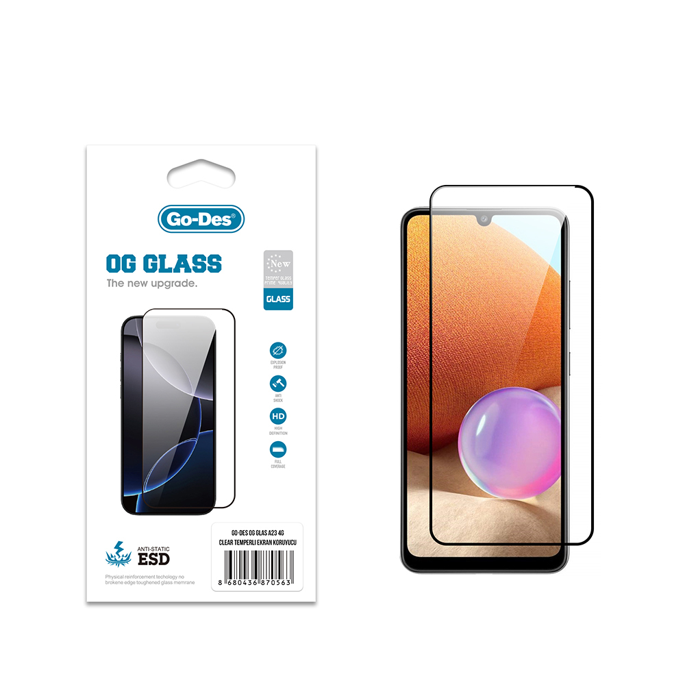 [RNZ-TA121847] Samsung Galaxy A23 Uyumlu Go Des OG Glass Antistatik Temperli Cam Ekran Koruyucu